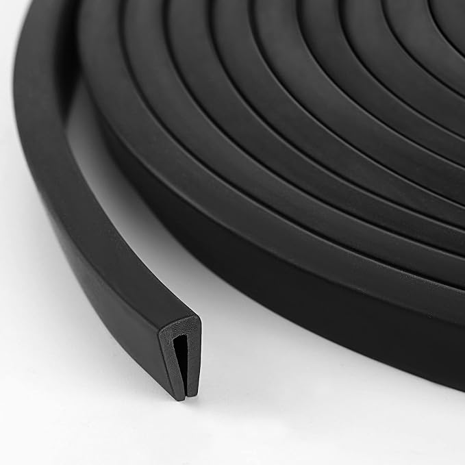 Kingdder Rubber Edge Trim 1/8" U Channel Sheet Metal Edge Protector Door 60 Feet Long Seal Strip Guard Weather Resistance Fits for Car Doors Steel Plates Glass Hatches Table Corners(Black)