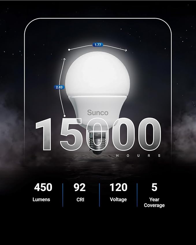 Sunco 10 Pack E12 LED Bulbs Candelabra CRI92 2700K Soft White, 5W Equivalent 40W, 450 Lumens, Small Edison Screw Base E12, Non-Dimmable, Frosted Decorative G14 Globe Vanity Light Bulbs UL.