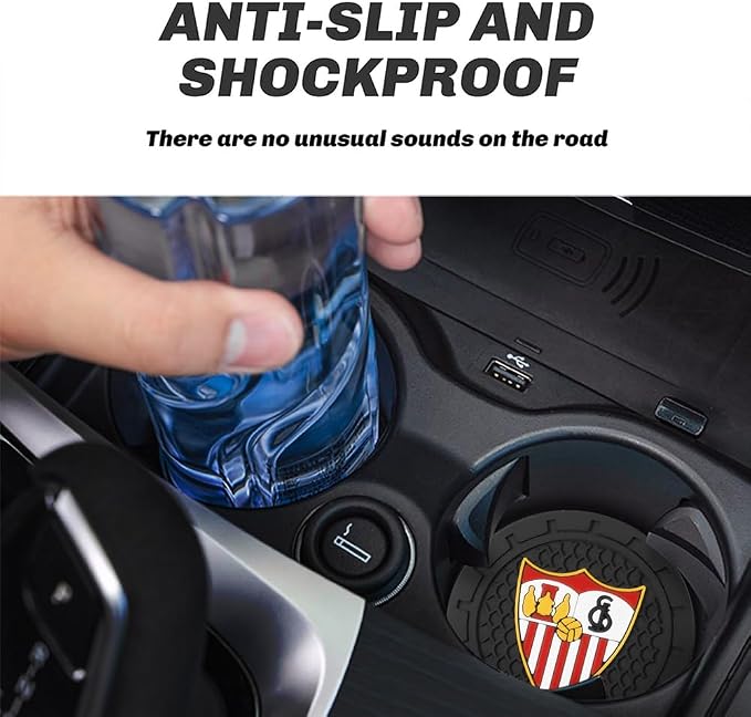 Cup Holder Insert Coaster for Sevilla UEFA UCL Fans,Anti Slip Car Cup Coaster Interior Accessories