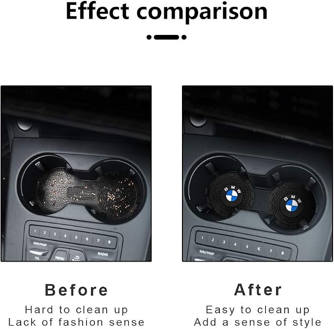 Car Cup Holder Coaster for BMW X1 X3 M3 M5 X5 X6 Z4 3 5 7 Series | Silicone, 2.76 Inch, 2 Pieces, Interior Accessories