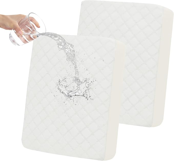 Easy-Going Waterproof Couch Cushion Covers, Non-Slip Leakproof Sofa Seat Cushion Slipcovers, Quilted and Stretch Furniture Protector for Dogs, Pets (2-Piece Sofa Cushion, Ivory)