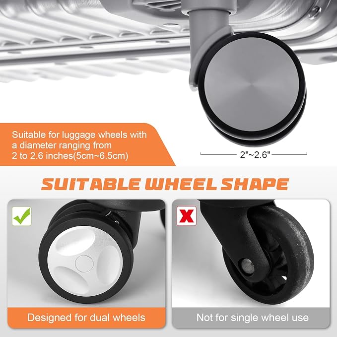 Luggage Wheel Covers, 8 PCS Silicone Wheel Protector Covers for 2-2.6 inches 8-Spinner Wheels, Wear-Resistant, Anti-Noise, Yellow