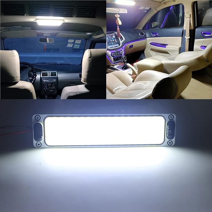 Interior Light Bar COB 108 SMD DC12-36V LED Strip Lights with ON/Off Switch for Camper Truck Van RV Trailer Boat Car Cargo Cabinet Lights with Double-Sided Tape/Screw 4-Pack White