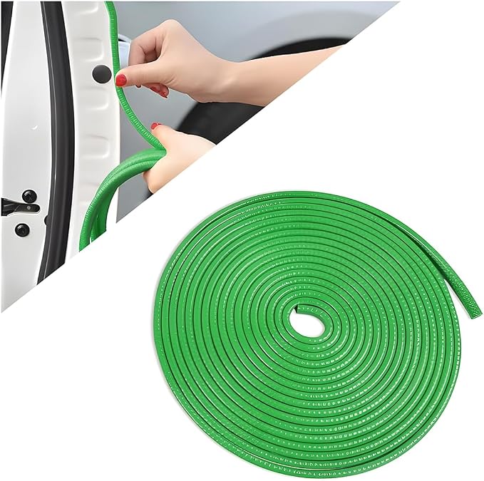 Car Door Protector Edge Guards, Universal Rubber Seal U Shape Car Door Protection, Aluminum Boat Edge Trim Guards No Glue Required, Exterior Accessories Fit for Most Cars (Green/16FT) | Universal fit, most cars/SUVs/trucks, rubber seal, press-on channe...