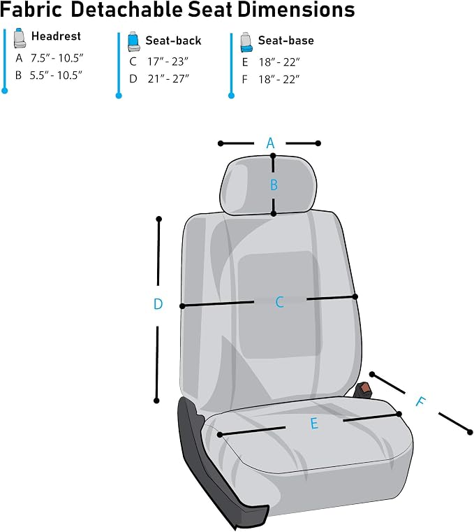 FH Group Front Set Cloth Car Seat Covers for Low Back Car Seats with Removable Headrest, Universal Fit, Airbag Compatible Seat Cover for SUV, Sedan, Van, Beige