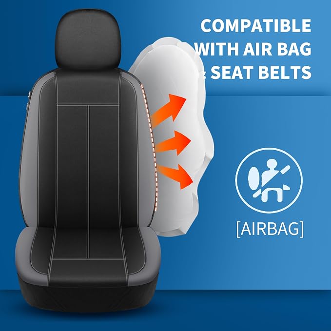 HChengkikz 2 Pack Front Neoprene Car Seat Covers | Waterproof Comfortable Seat Protectors, Airbag Compatible Universal Fit for Sedans, SUVs, Trucks, Vans