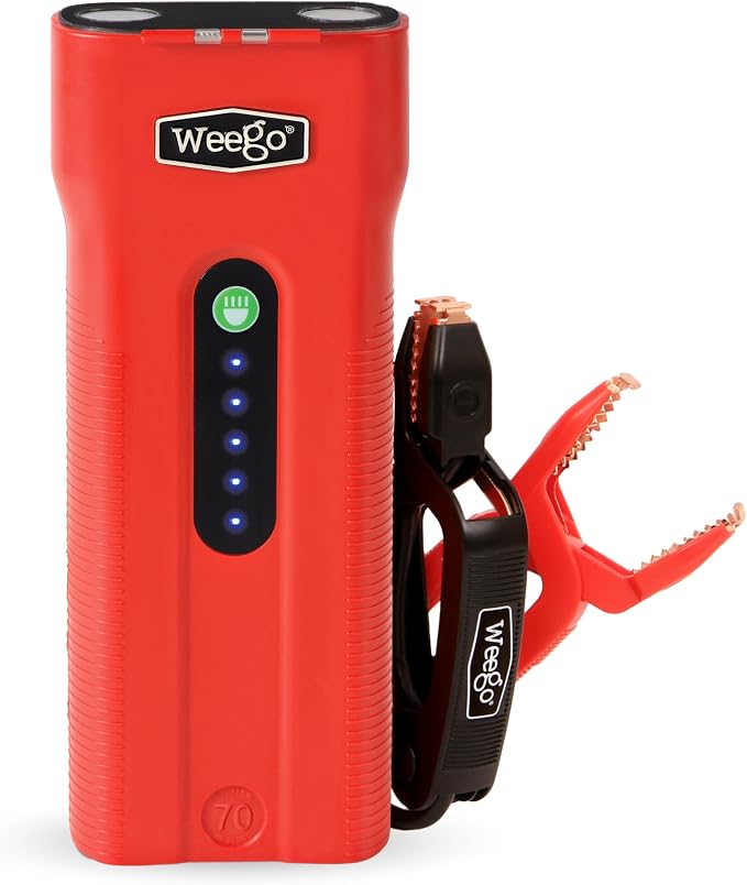 Weego 70: 2500A Self-Use 12V Lithium Car Battery Jump Starter - USA-Engineered Safe Replacement for Jumper Cables - Boat & Car Jumper Starter Portable for All Gas and 5L Diesel Engines (N70)