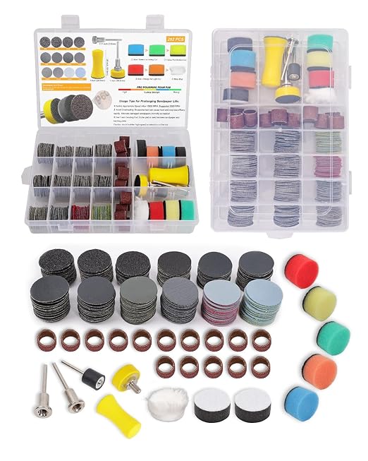268 PCS 1 Inch Wet Dry Sanding Discs and Drums for Dremel Sanding Bits, Hook and Loop Sandpaper 60-10000 Grit for Dremel Rotary Tool Accessories, Micromesh Pads Polishing Kit for Resin Wood Jewelry