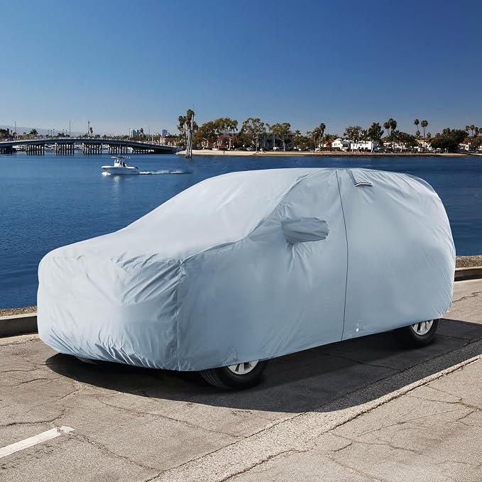 iCarCover 18-Layers Premium Universal Fit SUV Car Cover Waterproof All Weather Sun Rain Snow UV Protection Outdoor Indoor Full Exterior Covers for Automobiles Sedan Hatch Coupe Fit for 217-226 inch