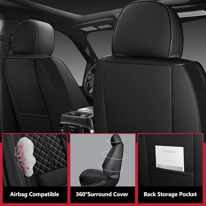 Wrangler Seat Covers 2018-2026,Custom Fit for Jeep Wrangler JK JL 4 Door Unlimited Sahara/Sport/Rubicon X 392 Willys,Waterproof Faux Leather and Lumbar Support (Black, Full Set-5 seats(18-26))
