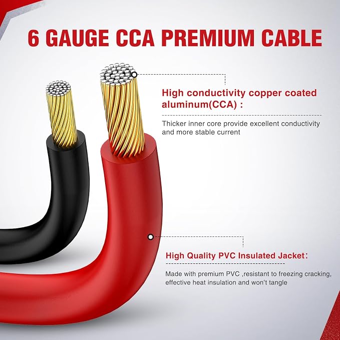 Nilight Jumper Cables for Car Battery 6 Gauge 12 FT Booster Cable Heavy Duty 450 A CCA with Carrying Bag Jump Start Emergency Kit Pickup Vans SUV Sedan Motorcycle