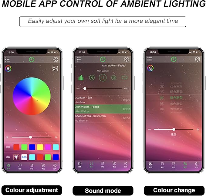 Interior Car LED Strip Lights with APP Control, RGB Ambient Lighting Kit with 118 inches Fiber Optic, 16 Million Colors Neon Strip USB Music Sync Atmosphere LED for Vehicles