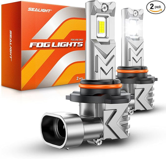 SEALIGHT 9145 H10 LED Fog Light Bulbs, Bright White 6500K, Plug and Play H10 9140 9145 LED Fog Lights for Ford F-150, Chevy Silverado 1500