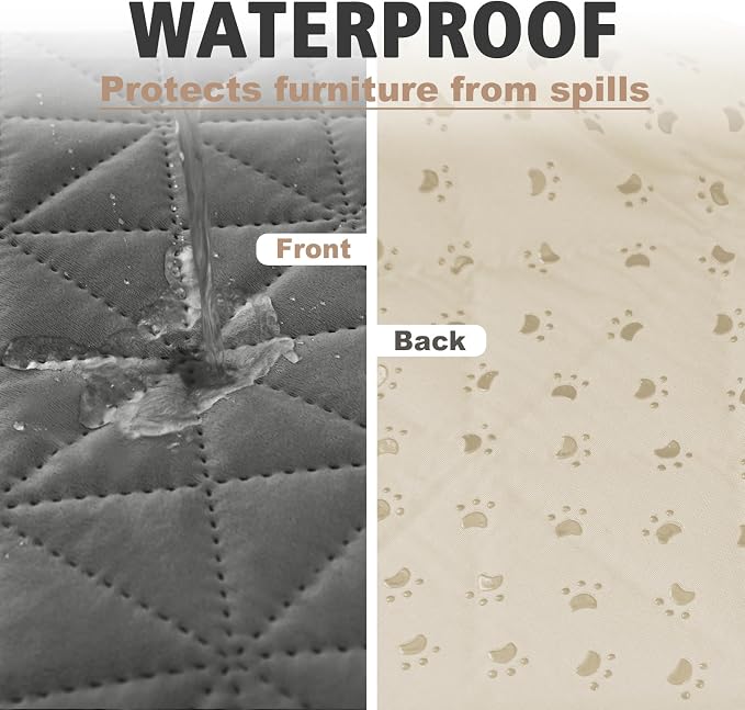 Ameritex Sofa Cover Waterproof for Seats Couch Cover for Dogs Pet Couch Cover Velvet for Chair Loveseat Sofa Machine Washable (Dark Grey, 30x60 Inch)