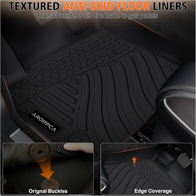 All Weather Floor Mats Cargo Liner for Chevy Malibu 2016-2023 2024 2025, TPE Rubber Floor Liners Anti-Slip Full Set with Door Sill Protectors Automotive Mats for 2025 Chevy Malibu Accessories