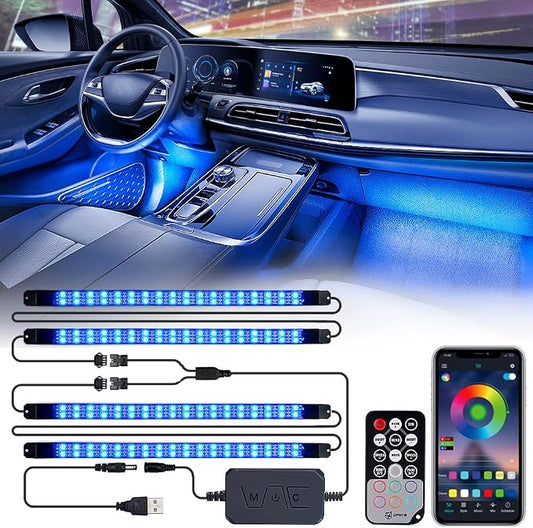 Xprite Upgraded 144LED RGB Interior Car Lights with Smart App Control/Wireless Remote Control, Music Sync Mode, DIY Mode and Multiple Scene Options, Universal for Cars Truck ATV UTV(4pcs)