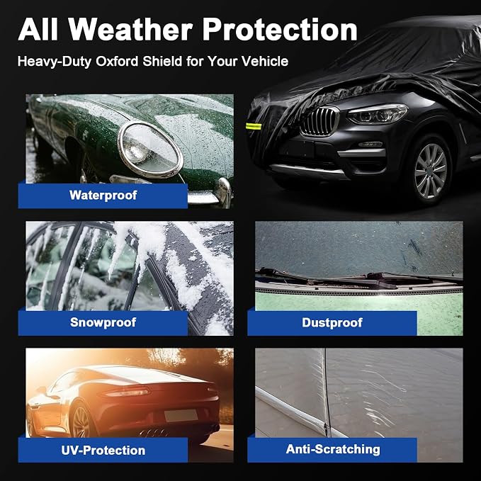 Favoto Car Cover Waterproof Outdoor Sedan Cover All Weather Protection | Breathable Car Tarp for Automobiles Rain Sun Windproof Universal Fit Sedan (178-185 in) for Eclipse, Lancer etc.