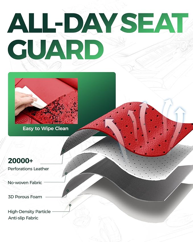 Custom Fit Leather Seat Covers for 2021-2026 Ford Bronco 4 Door | OEM fit, premium waterproof leather, full coverage, anti-slip, storage pockets, long-term durability, airbag compatible