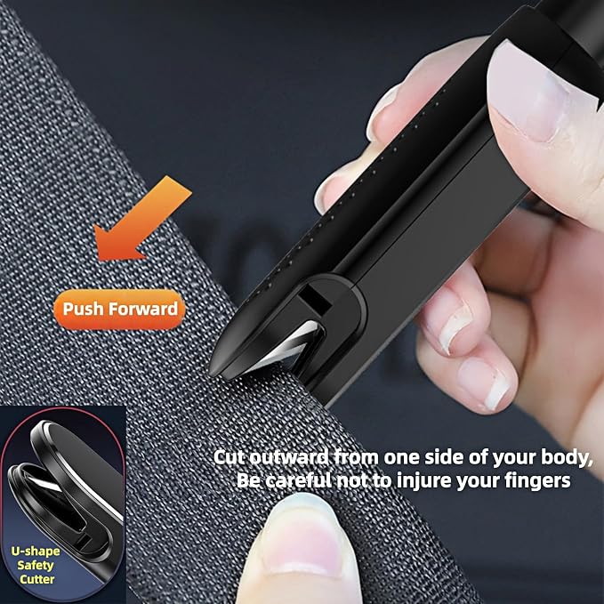 Window Breaker Seatbelt Cutter,2 in 1 Car Safehammer Window Punch Emergency Escape Tool,Safety Hammer Glass Breaker Seat Belt Cutter Keychain Underwater for Automotive (3, blackblackblack)