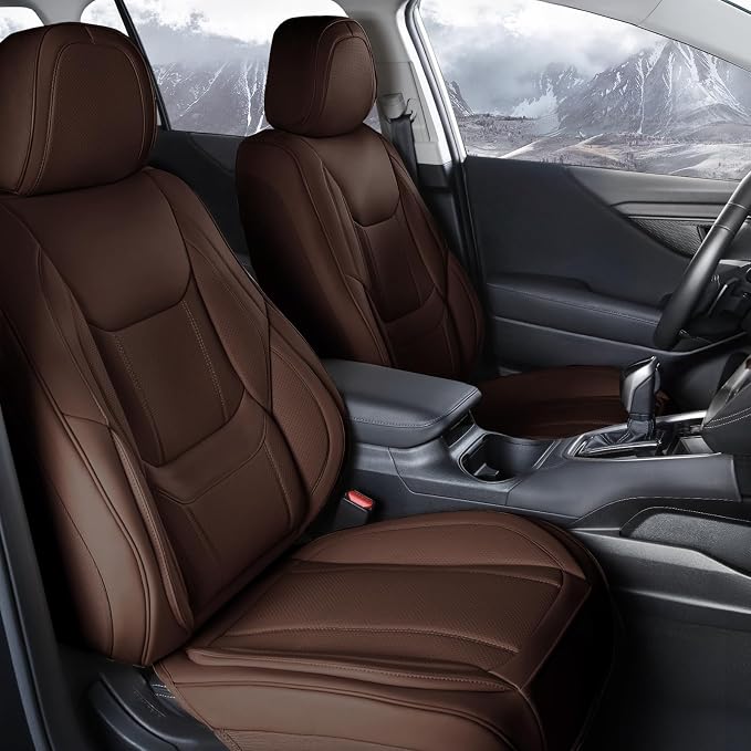 Coverland Custom Truck Car Seat Covers Front Seats for [2019-2024 RAM 1500 Classic Crew Cab Front Bucket Seats Rear Whole Bench] - Protector Water Resistant Leather Seat Cushion [Front-Dark Brown]
