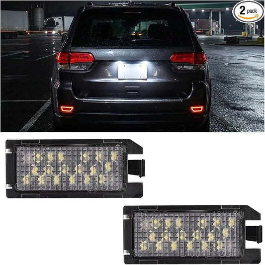 2PCS Car LED License Plate Light, OEM# 68228930AA Vehicle Tag Light Assembly, Automotive Exterior License Plate Lamp Replacement, Compatible with Levante Compass Viper