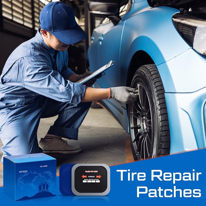 Tallew 40 Pcs Tire Patch Heavy Duty Rubber Patches Radial Repair Patch Tube and Tire Plug Kit Emergency Repair Tool for Puncture Car Truck Bus Tractor Vehicle (2.56 x 3.15 Inch)
