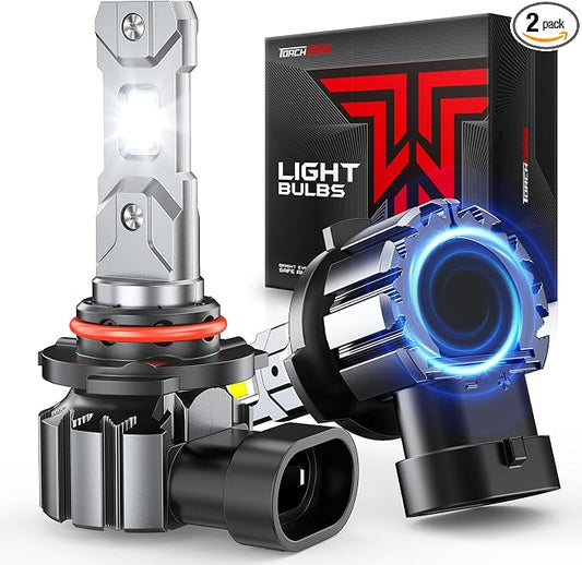 Torchbeam 9005/HB3 LED Bulbs, 2026 60000LM 10X Super Brighte Light Bulb, 6500K Cool White with Cooling Fan, 1:1 Mini Size Plug and Play, 80000 Hours Lifespan, Pack of 2