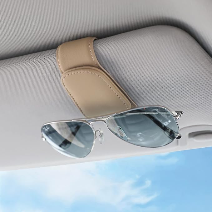 Sunglass Holder for Car Sun Visor Sunglasses Clip Car accessories -2 Packs | sun visor organizer, ticket card clip, eyeglass sunglasses holder, one-handed magnetic, anti-scratch, car stuff for women men