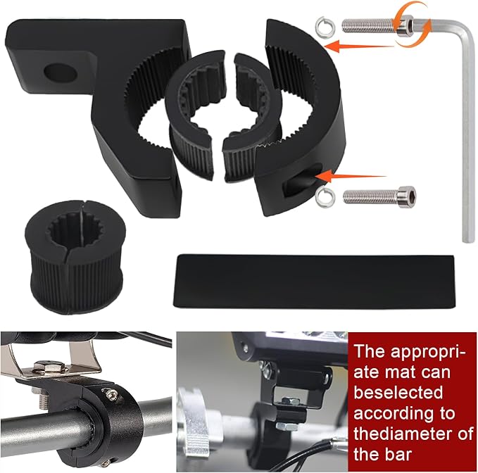 4 Pcs LED Light Bar Mounting Brackets, 0.75" 1" 1.25" Tube Clamp, Automotive Aluminum Mount Mounts for ATV UTV Roof Rack Bull Bar Fog Lights, Black