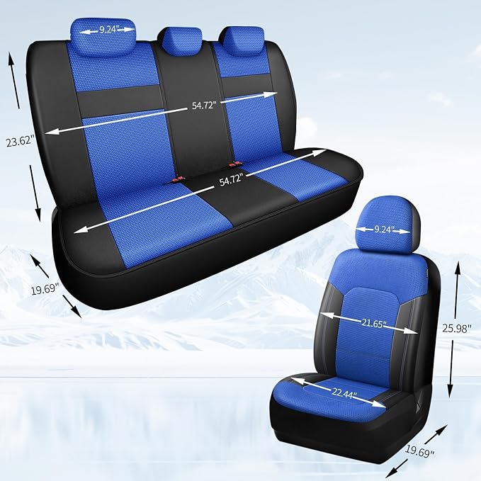 HChengkikz Car Seat Covers, Air Mesh, Breathable (Black + Blue) | Airbag Compatible, Automotive Comfort Protection, Universal Fit for Most Cars,Trucks,SUVs