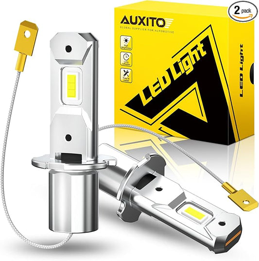 "AUXITO H3 LED Bulb, 16,000LM 600% Super Brighter, 10 Years Lifespan, 1:1 Size Plug-n-Play, 100% Perfect Installation, H3 LED Fog Light Bulb for Fog Lamp, DRL, Canbus Ready, Pack of 2". | 1:1 Size Plug-n-Play, 100% Perfect Installation, H3 LED Fog Ligh...