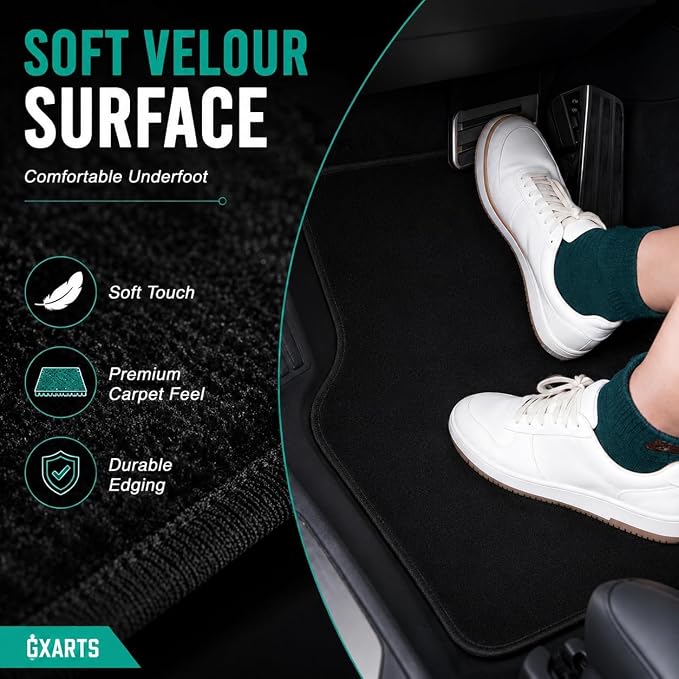 GXARTS Car Floor Mats Carpet Full Set All-Weather Protect Compatible with Toyota Tundra 2022 2023 2024 2025 | Waterproof Black Car Mats with Anti-Slip Backing