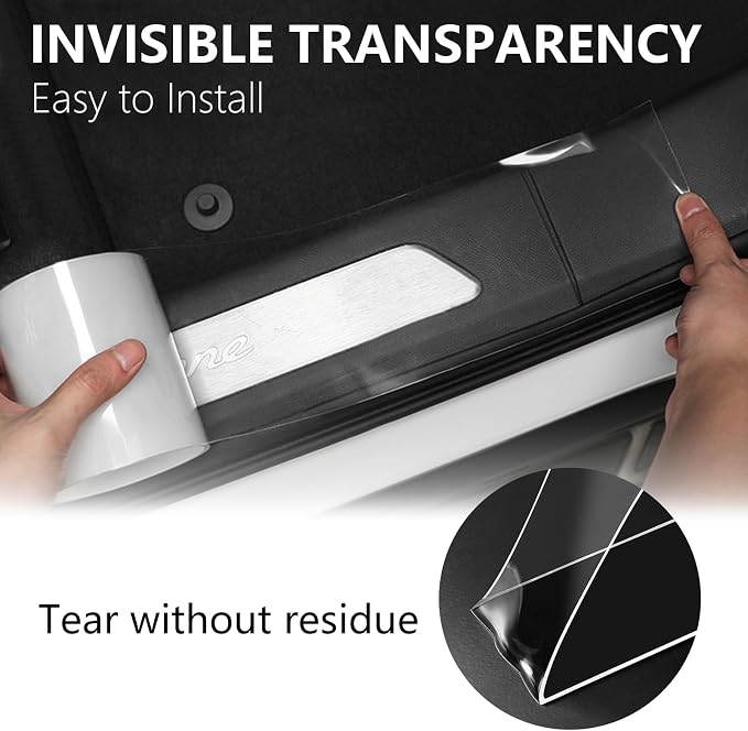 DGSL Car Door Edge Guards Door Sill Protector, 2In x 33Ft 5D Carbon Fiber Car Wrap Film, Vinyl Automotive Wrap Film Anti-Collision Fits for Most Car(Transparent)