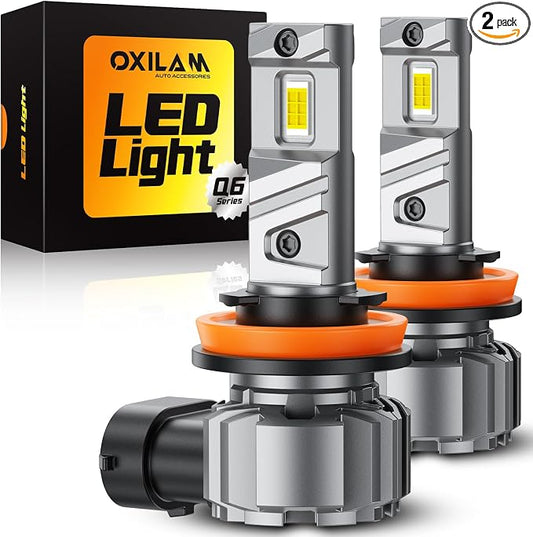 OXILAM Brightest H11 Led Bulbs, 56,000LM H11/H8/H9 Lights, 11X Brighter with 12 CSP Chips 80W, Boost Epic Night Visibility, 60000Hrs Lifespan, 6500K Cool White Fog Bulb, Pack of 2