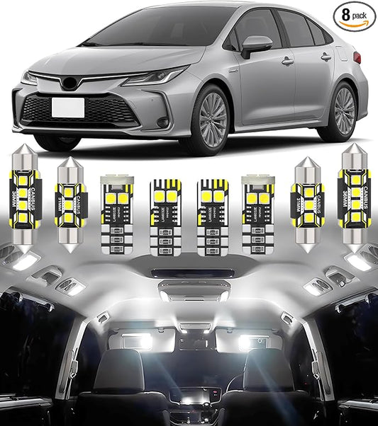 BMT xms Car Interior LED Light Replacement for Toyota Corolla 2019-2024,6000K Super Bright Interior Light Bulbs Package, 8pcs