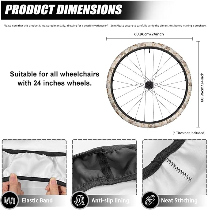 Wheelchair Tyre Covers 2 Pack Pumpkin Fall, Easy to Wash | Wheels Protective Cover 24 inch, Wheelchair Accessories for Seniors Adults, Thanksgiving Decorations