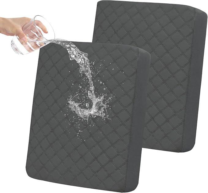 Easy-Going Waterproof Couch Cushion Covers, Non-Slip Leakproof Sofa Seat Cushion Slipcovers, Quilted and Stretch Furniture Protector for Dogs, Pets (2-Piece Sofa Cushion, Dark Gray)