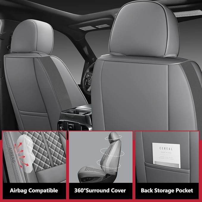 NS YOLO Wrangler Seat Covers 2018-2026,Custom Fit for Jeep Wrangler JK JL 4 Door Unlimited Sahara/Sport/Rubicon X 392 Willys,Waterproof Faux Leather and Lumbar Support (Grey, Full Set-5 Seats(18-26))