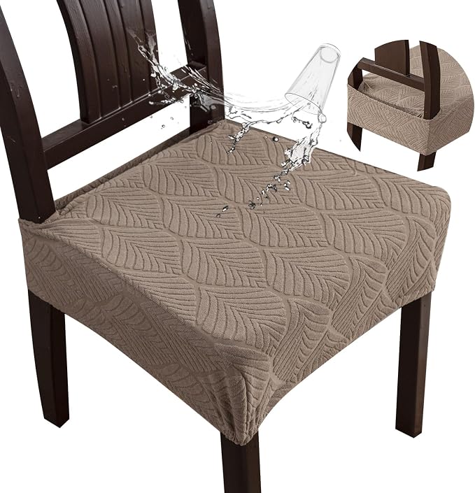 Removable Washable Dining Chair Seat Covers Set of 2,Stretch Jacquard Chair Seat Cushion Protector Slipcovers, Rear Covers