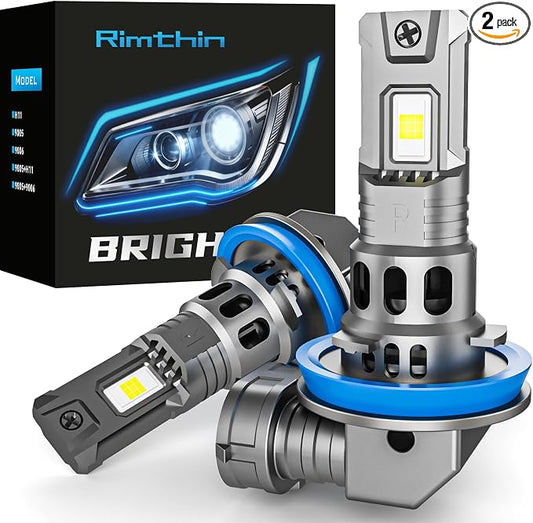 rimthin H 11 Bulbs, 30000LM 6000K Cool White Fog Light with Cooling Fan, 1:1 Mini Size, Pack of 2