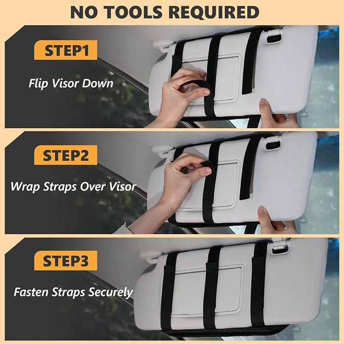 GNEGNI Tactical Car Sun Visor Organizer - Rigid MOLLE Panel Vehicle Storage Pouch with 3 Straps - Car Interior Document and Tool Holder for Truck, SUV, Jeep (13" x 7") (Black)