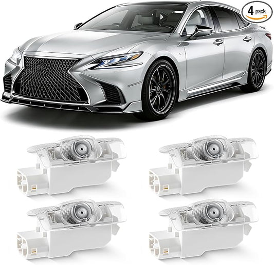4Pcs Never Fade Car Door Lights Logo Projector Compatible with LS/ES/is/LX/RX/GS/GX/RC/UX, 3D LED Car Door Welcome Puddle Lights, 4K HD Ghost Shadow Lamp(Blue)