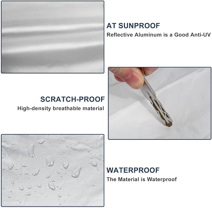 ACROPIX 180T Gray Car Cover Waterproof All Weather Full Exterior Cover Rain Hail Sun Protector Car Cover Fit for SUV Length 199-202 Inch - Pack of 1
