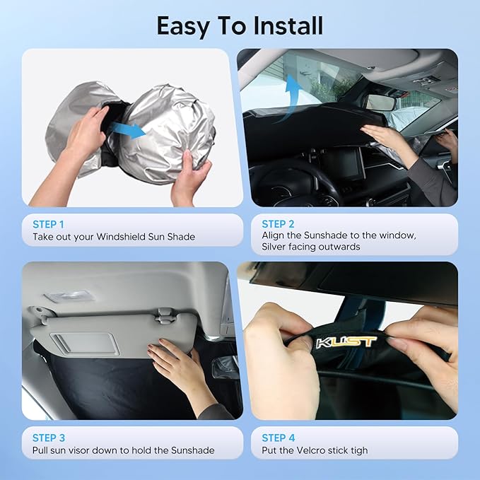 KUST Windshield Sun Shade for 2014-2022 Ford EcoSport Accessories Sunshade Foldable Window Sun Visor Protector Blocks UV Rays Keep Your Car Cool