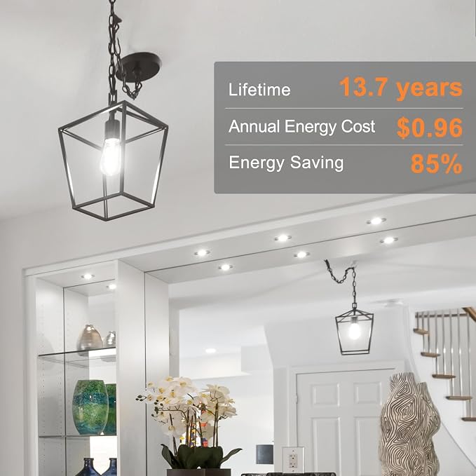 TJOY LED Edison Light Bulbs, E26 Dimmable Vintage Bulb, 8W = 60W Equivalent | Daylight White 5000K, 800LM, E26 Base, ST19/58, 80+CRI, Clear Glass, Antique Decorative Filament Bulb for Living Room, 6 Pack