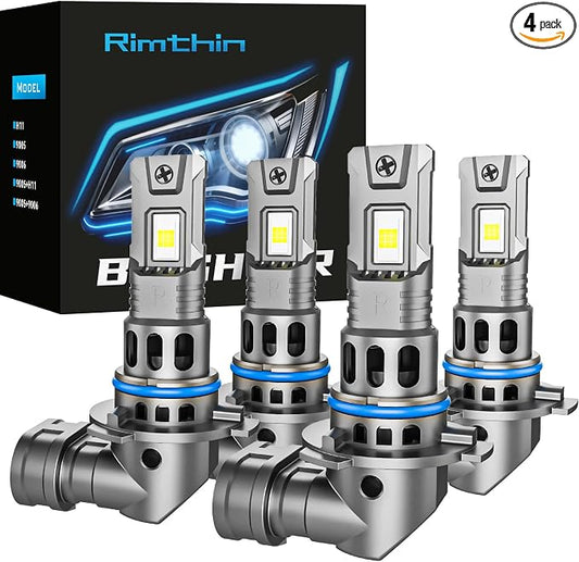 rimthin 90059006 Fog Bulbs, 6000K Cool White High Low Beam Bulbs with Cooling Fan, 1:1 Mini Size, Pack of 4