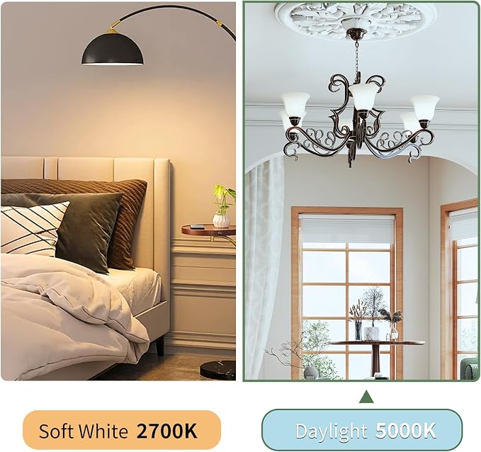 evelor 4-Packs A19 LED Light Bulbs,100 Watt Equivalent 5000K Daylight Bright Bulbs Efficient 13W,1500 Lumens E26 Base, Non-Dimmable, 15000-Hour Lifespan for Bedroom, Living Room, Office