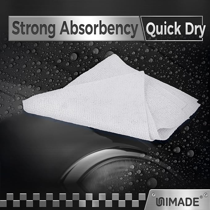 UNIMADE Microfiber Cleaning Cloth, 24 Pack Reusable Microfiber Towels for Cars Lint Free Cleaning Shop Towel Rags for Home Kitchen Automotive Bar Mechanic Restaurant Garage, 11"x 12", White