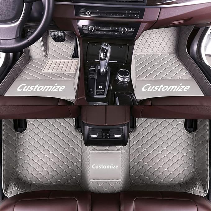 Custom Making Car Floor Mats for 90% Car Model Luxury Leather All Weather Waterproof Anti-Skid Full Coverage Liners (Gray)