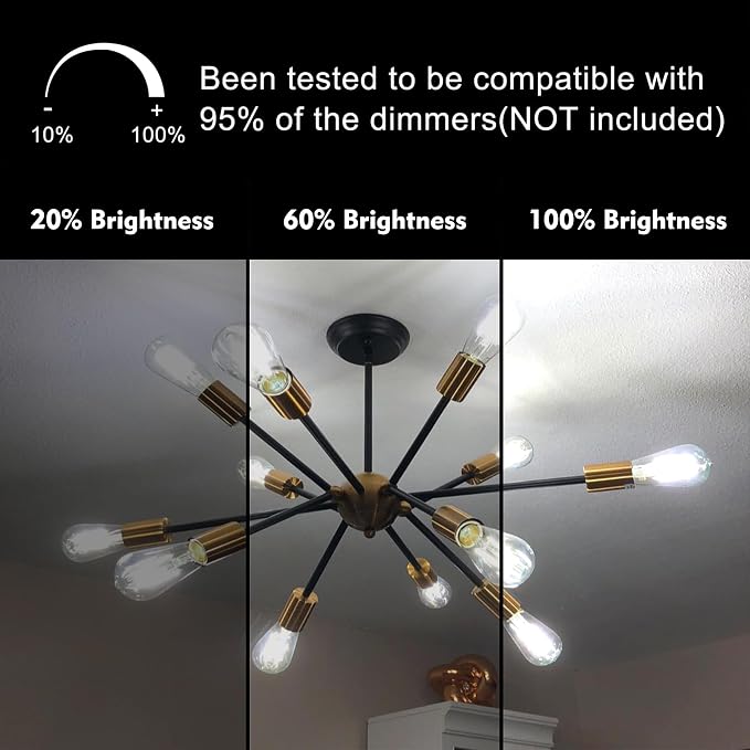 TJOY LED Edison Light Bulbs, E26 Dimmable Vintage Bulb, 8W = 60W Equivalent | Daylight White 5000K, 800LM, E26 Base, ST19/58, 80+CRI, Clear Glass, Antique Decorative Filament Bulb for Living Room, 6 Pack